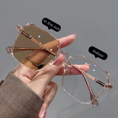 Ochelari fotocromatici inteligenți pentru doamne cu dioptrie minus Ochelari de soare care schimbă culoarea în aer liber Ochelari de vedere cu prescripție pentru miopie la modă
