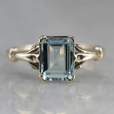 Klasszikus stílusú antik akvamarin eljegyzés Hercegnő gyűrű szerelmes gyémánt Beach Party ékszer nagykereskedés