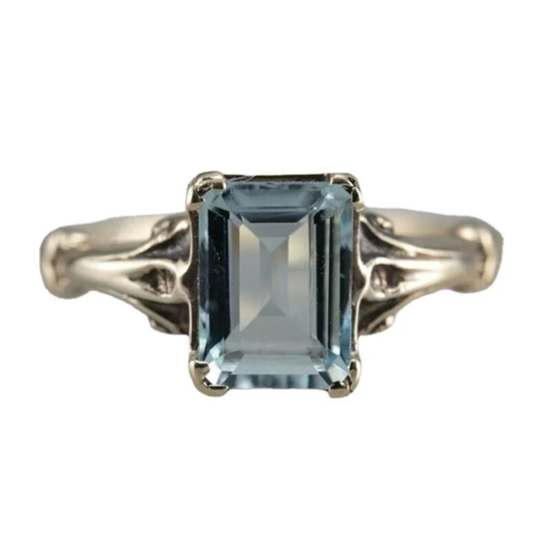Klasszikus stílusú antik akvamarin eljegyzés Hercegnő gyűrű szerelmes gyémánt Beach Party ékszer nagykereskedés