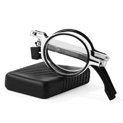 1 tk Unisexi kompaktsed mini õhukesed pliiatsiga lugemisprillid, metallist väikese toruga vedruliigendiga lugejaprillid kaasaskantava klambriga ümbrisega 1,0–4,0