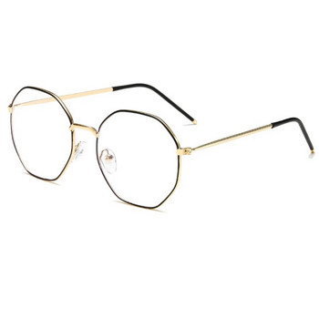 Анти-синя светлина Метална рамка за очила Жени Мъже Очила с прозрачни лещи Фалшиви очила Неправилни оптични очила, блокиращи синя светлина