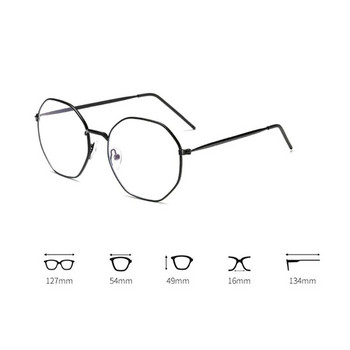 Анти-синя светлина Метална рамка за очила Жени Мъже Очила с прозрачни лещи Фалшиви очила Неправилни оптични очила, блокиращи синя светлина