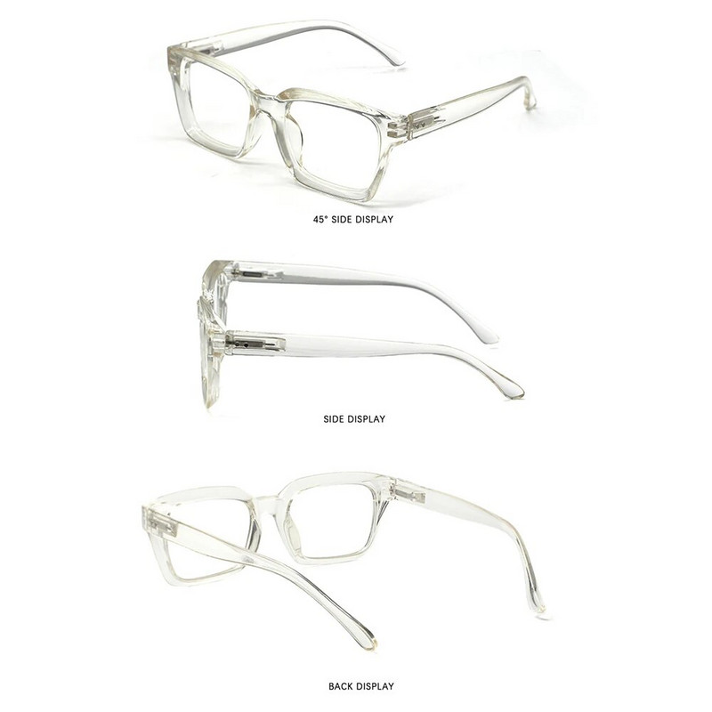 1 gab Lielizmēra kvadrātveida lasīšanas brilles vīriešiem sievietēm pārnēsājamas liela rāmis Augstas izšķirtspējas presbiopijas brilles Dioptrija 0~+ 3,00 Gafas