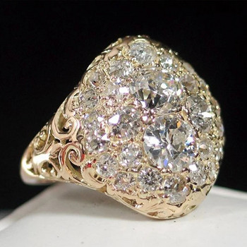 Красиви булчински брачни пръстени със златен цвят, пълен кубичен цирконий, брилянтни дамски парти аксесоари, висококачествени дамски бижута