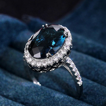 Huitan Елегантен овален кубичен цирконий Дамски пръстен за парти Прекрасен подарък за годишнина от сватба Добро качество Дамски модни бижута