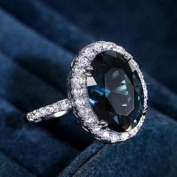 Huitan Елегантен овален кубичен цирконий Дамски пръстен за парти Прекрасен подарък за годишнина от сватба Добро качество Дамски модни бижута