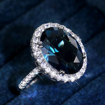 Huitan Elegant Oval Cubic Zirconia Lady\'s Finger Ring Party Πανέμορφο δώρο επετείου γάμου καλής ποιότητας Γυναικεία κοσμήματα μόδας