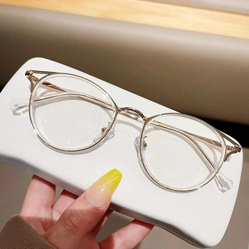 Art Retro Unisex Round Anti Blue Light Glasses TR90 Frame Flat Ocular Модни удобни прозрачни очила за жени Мъже