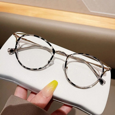 Art Retro Unisex Round Anti Blue Light Glasses TR90 Frame Flat Ocular Модни удобни прозрачни очила за жени Мъже