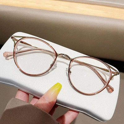 Art Retro Unisex apaļas pretzilas gaismas brilles TR90 rāmis plakans acs modes ērts caurspīdīgs brilles sievietēm vīriešiem