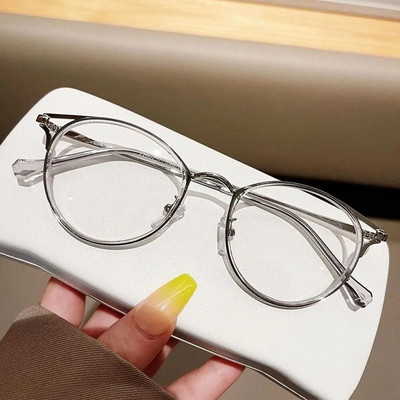 Art Retro Unisex apaļas pretzilas gaismas brilles TR90 rāmis plakans acs modes ērts caurspīdīgs brilles sievietēm vīriešiem