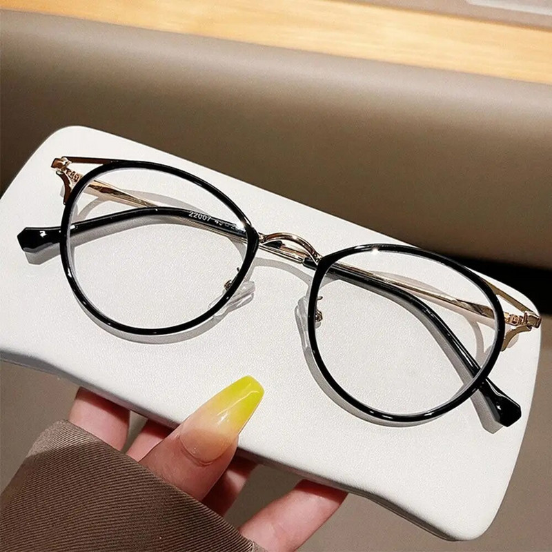 Art Retro Unisex apaļas pretzilas gaismas brilles TR90 rāmis plakans acs modes ērts caurspīdīgs brilles sievietēm vīriešiem