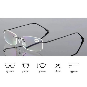 Γυαλιά ανάγνωσης May Flower Memory Titanium Rimless Fashion Blue Anti-Light Γυαλιά Ανδρικά τετράγωνα γυαλιά όρασης για γυναίκες +3+3,5