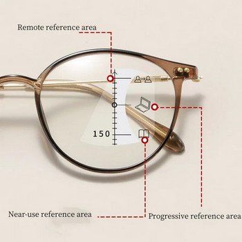 Бифокални очила за четене Дамски анти-синя светлина Прогресивни очила Ултралеки мултифокални очила за пресбиопия +1,0 до +4,0