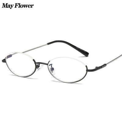 Ретро очила за четене против синя светлина, овален дизайн, половин рамка, хиперметропия, кръгли очила, мъже, жени, гъвкава рамка +3,5+4