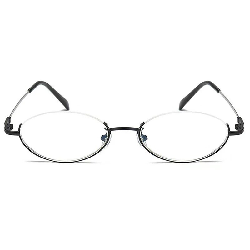 Retro pretzilas gaismas lasīšanas brilles ovāls dizains pusrāmis hiperopija brilles apaļas brilles vīriešiem sievietēm elastīgs rāmis +3,5+4