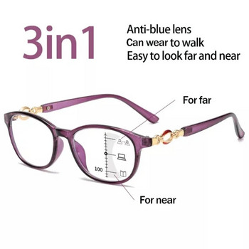 Γυναικεία γυαλιά ανάγνωσης Πολυεστιακά αντι-μπλε φως Γυναικεία μόδα Progressive Γυαλιά Οράσεως Γυαλιά Διόπτρας +1,0 έως +4,0