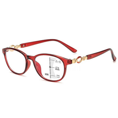 Дамски очила за четене Мултифокални анти-синя светлина Дамски модни прогресивни очила Диоптрични очила +1,0 до +4,0