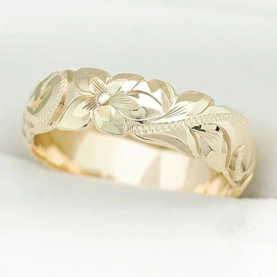 Huitan Esztétikus női karikagyűrű virágmintás luxus arany színű ajánlat eljegyzési gyűrűk nyilatkozat kiegészítő ékszerek