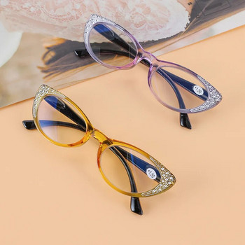 Диамантени котешки очила за четене Очила против синя светлина Дамски ретро рамки Модни очила за пресбиопия Diopte +1,0 до +3,5