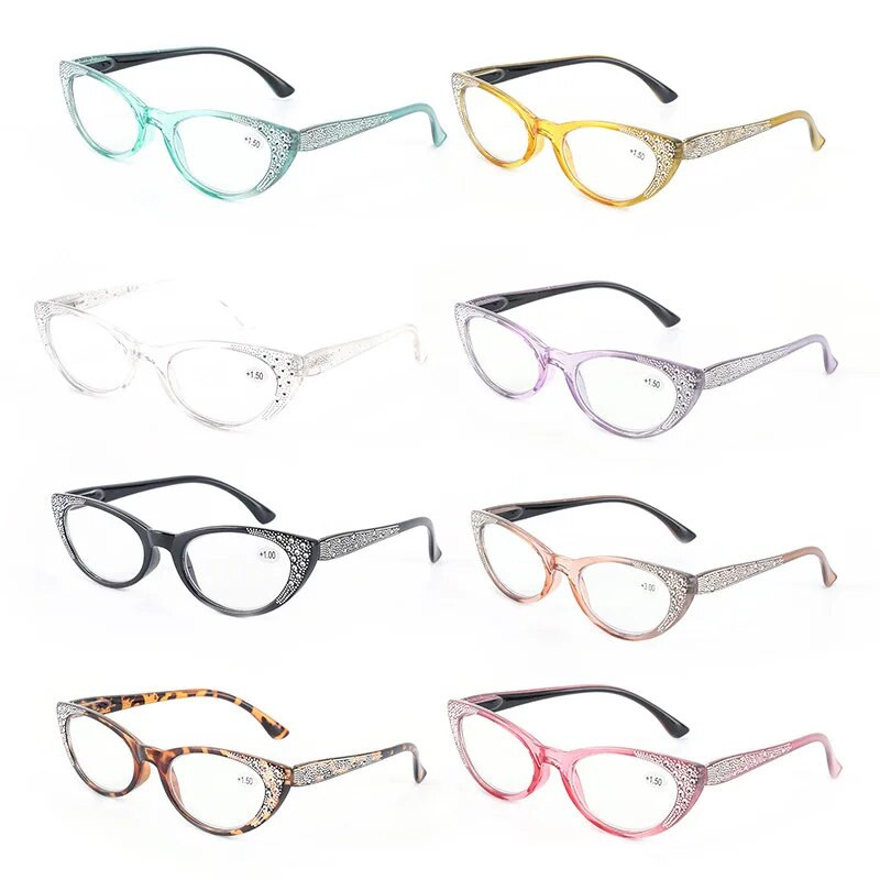 Diamond Cat Eye Reading Γυαλιά Anti Blue Light Γυναικεία γυαλιά οράσεως Vintage Σκελετός Fashion Presbyopic Eyewear Diopte +1,0 έως +3,5