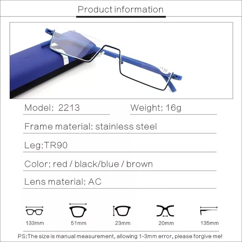 Vintage γυαλιά ανάγνωσης ανδρικά γυαλιά μισού σκελετού Γυαλιά ματιών κατά της κούρασης Γυναικεία ρετρό υπερελαφριά γυαλιά υπερμετρωπίας με κουτί +100 έως +400