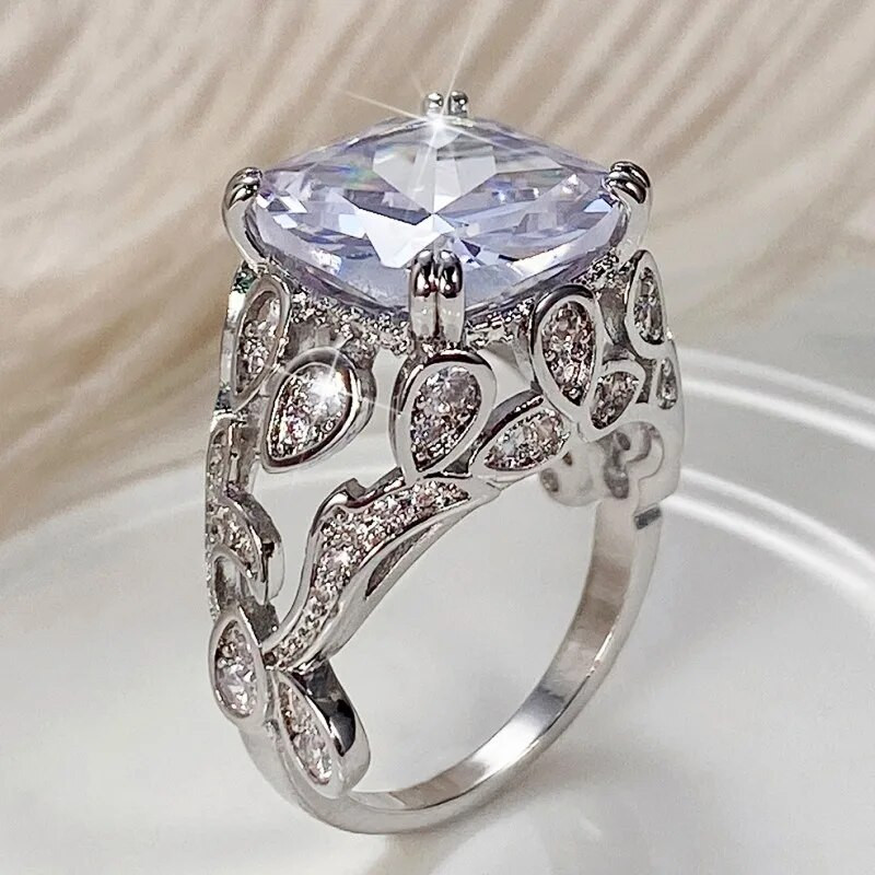 Huitan Creative Hollow Design Υπέροχα δαχτυλίδια από κυβικό ζιργκόν για γυναίκες Ροζ χρυσό χρώμα/ασημί χρώμα Μοντέρνα κοσμήματα γάμου