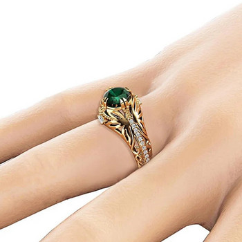 Huitan Vintage златисто-цветен кух пръстен за жени Модни женски бижута с кубичен цирконий AAA Луксозен годежен пръстен