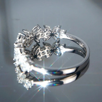 Huitan Romantic Flower Design Νυφικές Βέρες AAA White CZ Stone Luxury Accessories for Women Statement Κοσμήματα Χονδρική
