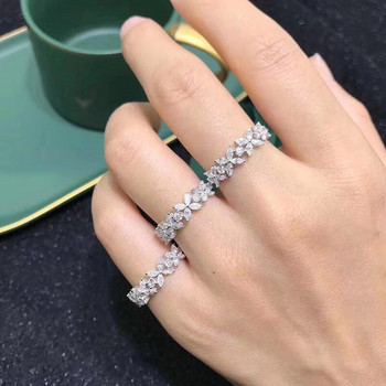 Huitan Романтичен дизайн на цветя Булчински брачни пръстени AAA бял CZ камък Луксозни аксесоари за жени Изящни бижута на едро