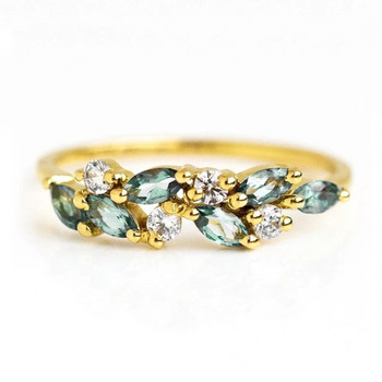 Huitan Новопроектирани дамски пръстени за пръсти за парти Инкрустирани светло сини кубични цирконий Естетични женски пръстени Подарък Модерни бижута
