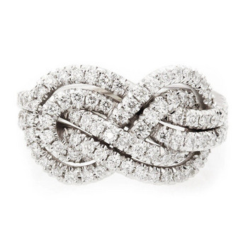 Huitan 2023 Нов дамски пръстен Twist Безкрайна форма Кристални пръстени с кубичен цирконий Изящни женски брачни ленти Модни бижута Маса