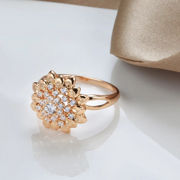 Луксозни пръстени с геометрични цветя с пълен циркон за жени 585 цвят от розово злато, преувеличени ретро бижута, парти, ежедневен индивидуален пръстен