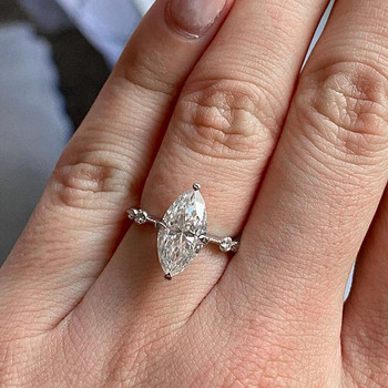 Huitan AAA Crystal Marquise Cubic Zirconia Rings για Γυναικεία Μόδα Λεπτό Δαχτυλίδι Αρραβώνα Δήλωση Αξεσουάρ Γάμου Κοσμήματα