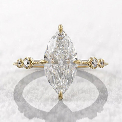 Huitan AAA Crystal Marquise kubiniai cirkonio žiedai moterims Madingi ploni žiedai sužadėtuvių vestuviniai aksesuarai pareiškimai papuošalai