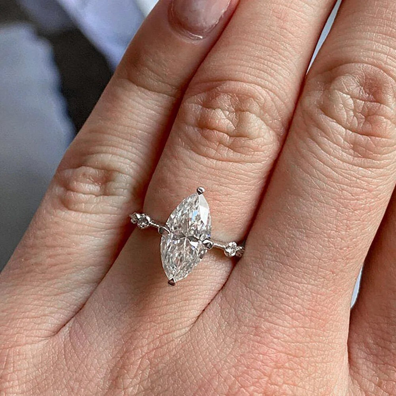 Huitan AAA Crystal Marquise kubiskā cirkonija gredzeni sievietēm Modes plāns gredzens saderināšanās kāzu aksesuāri paziņojums rotaslietas