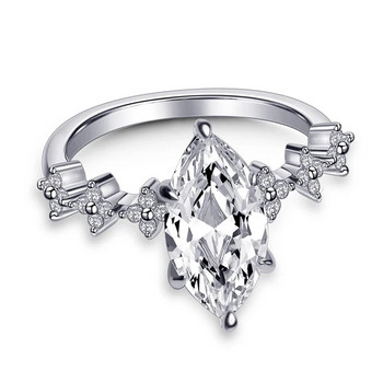 Huitan Exquisite Transparent Marquise CZ Rings Chic Bridal Wedding Party Аксесоари за пръсти 3 метални цвята Нови бижута за жени