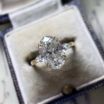 Huitan прости овални кубични циркониеви брачни ленти дамски пръстен луксозен златист цвят годежни пръстени ярки модни бижута на едро
