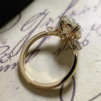 Huitan Simple Oval Cubic Zirconia Wedding Bands Γυναικείο δαχτυλίδι Πολυτελές χρυσό χρώμα Δαχτυλίδια αρραβώνων Φωτεινή μόδα κοσμήματα Χονδρική