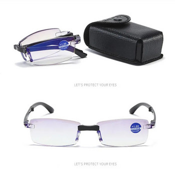 Мъжки очила за четене Анти-синя светлина Очила Сгъваеми очила за четене с калъф Черни HD унисекс прозрачни очила