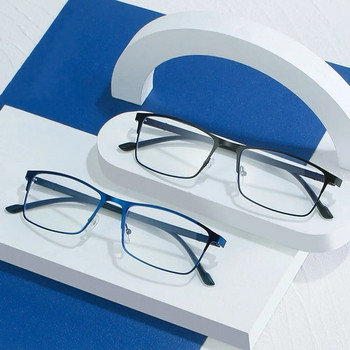 -1,0 до -5,0 метални очила с пълна рамка, блокиращи синя светлина, ученически очила за късогледство с квадратни градуси, бизнес мъжки очила за късогледство