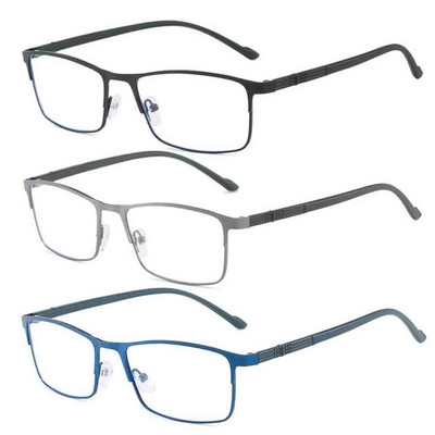 -1,0-től -5,0-ig terjedő fém teljes keretű kék fényt blokkoló tanulói rövidlátás szemüvegek négyzetfokozatú üzleti férfi rövidlátás szemüveggel