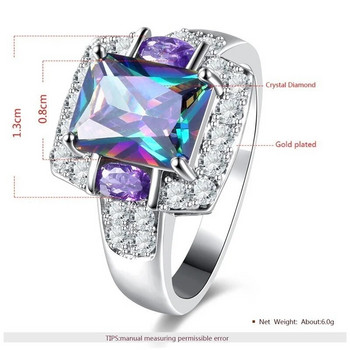 Модни дамски пръстени Cut Mystic Rainbow Colorful Crystal Inlay Сватбени годежни ленти за жени Коледен подарък Бижута