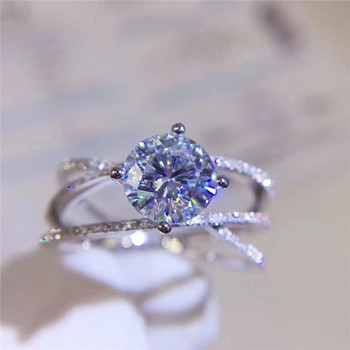Huitan New Fancy Cross Rings for Women Деликатен булчински сватбен пръстен с лъскав кристален кубичен цирконий Дамско изящно бижу