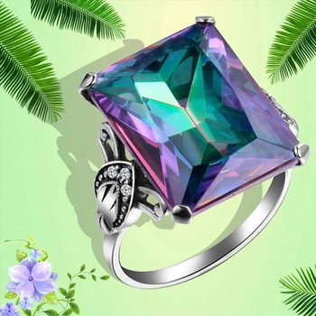 Нов дизайн Дамски пръстен Циркон Цветни кубични партита Сватбени талисмани Модни бижута за булчински подарък приятелка