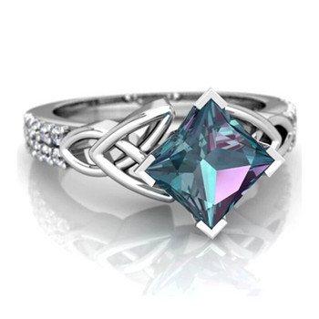Луксозен дамски пръстен Пръстен с цветен дъгов камък за жени Модни сватбени годежни ленти Момиче Класически аксесоари за бижута