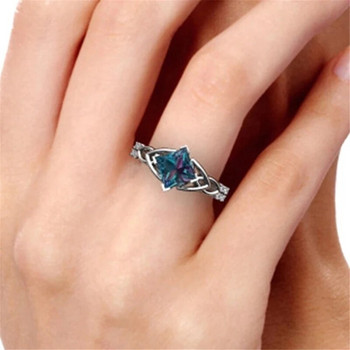 Πολυτελές γυναικείο δαχτυλίδι Πολύχρωμο πέτρινο δαχτυλίδι ουράνιο τόξο για γυναίκες Μόδα μπάντες αρραβώνων για κορίτσια Κλασικά κοσμήματα
