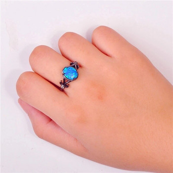 Μπλε γυναικεία δαχτυλίδια Opal Charms Ζώνες γάμου αρραβώνων Κοσμήματα μόδας Δώρο για την ημέρα του Αγίου Βαλεντίνου Γυναικεία δαχτυλίδια
