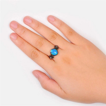 Μπλε γυναικεία δαχτυλίδια Opal Charms Ζώνες γάμου αρραβώνων Κοσμήματα μόδας Δώρο για την ημέρα του Αγίου Βαλεντίνου Γυναικεία δαχτυλίδια
