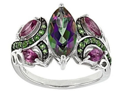 Dazzling Fire Opal Mystic Topaz Δαχτυλίδι Αμέθυστος Γαμήλιο κόσμημα αρραβώνων